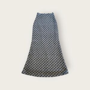 Vintage 90s Bisou Bisou black and white textured elastic waist flowy maxi skirt